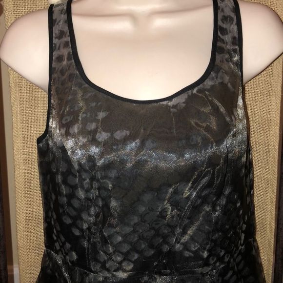 Gray Sheer Overlay Animal Print Dress Size 6 - Picture 2 of 4